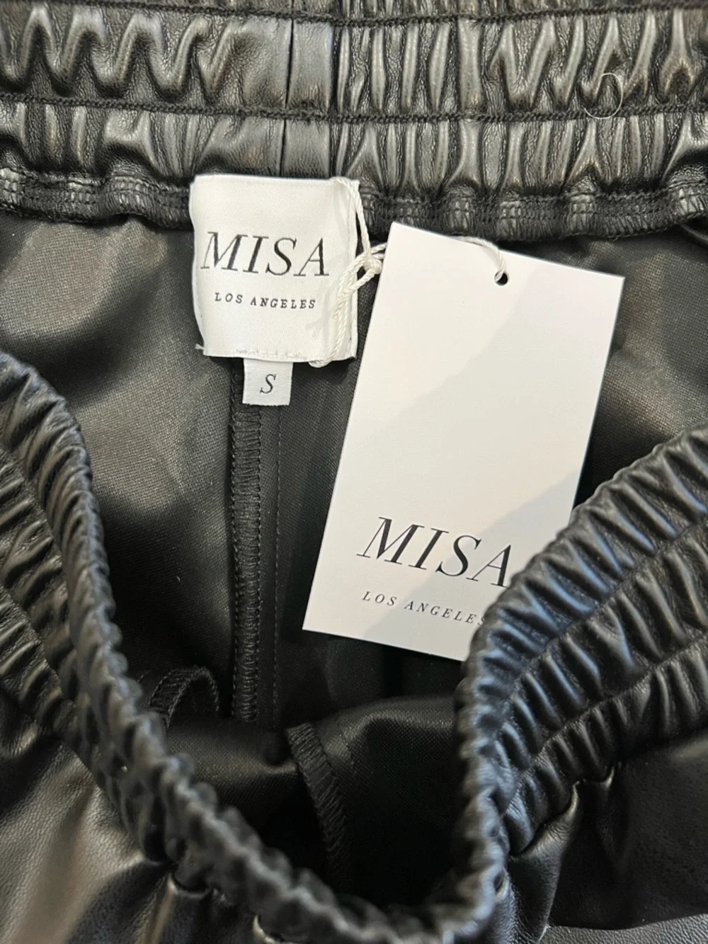 MISA Los Angeles Kasta Faux Leather Jogger Pants Black Vegan Leather Size S NWT - Picture 5 of 9